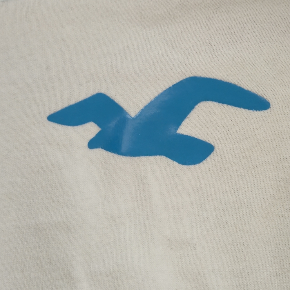 Hollister Size XL White Blue Graphic Seagull Sleeve Logo Pullover Hoodie Y2K - Picture 4 of 11
